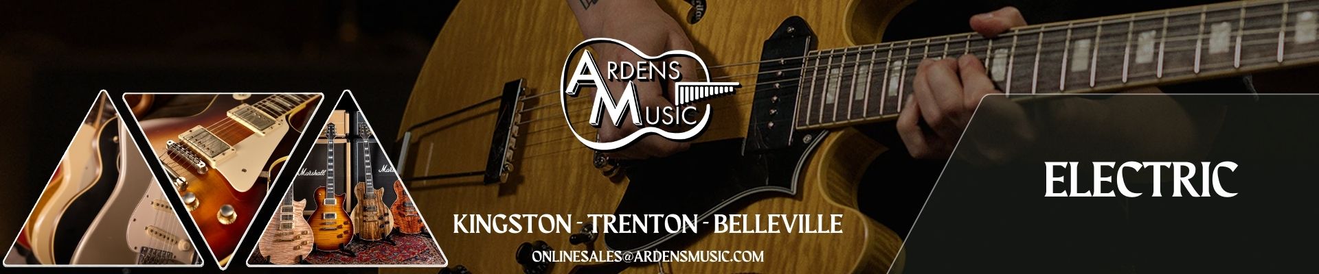 One of the most recognizable & prominent instruments in modern music. Whether you're looking for your first guitar or your next touring companion, we have you covered. Arden's offers options from brands like Fender, Gibson Squier, Epiphone, PRS, EVH, Godin, Jackson, Gretsch, and Ibanez.