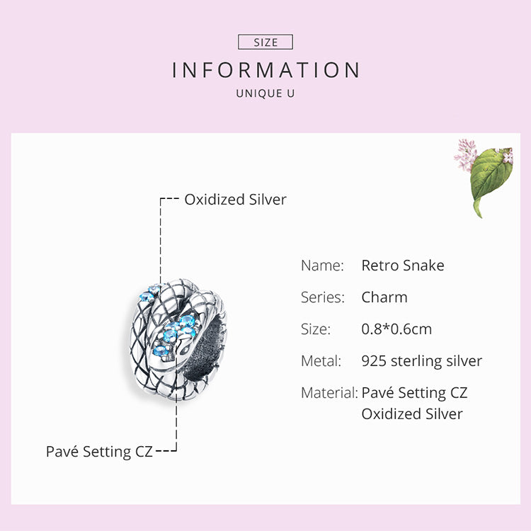 Snake  925 Sterling Silver Bead Charm