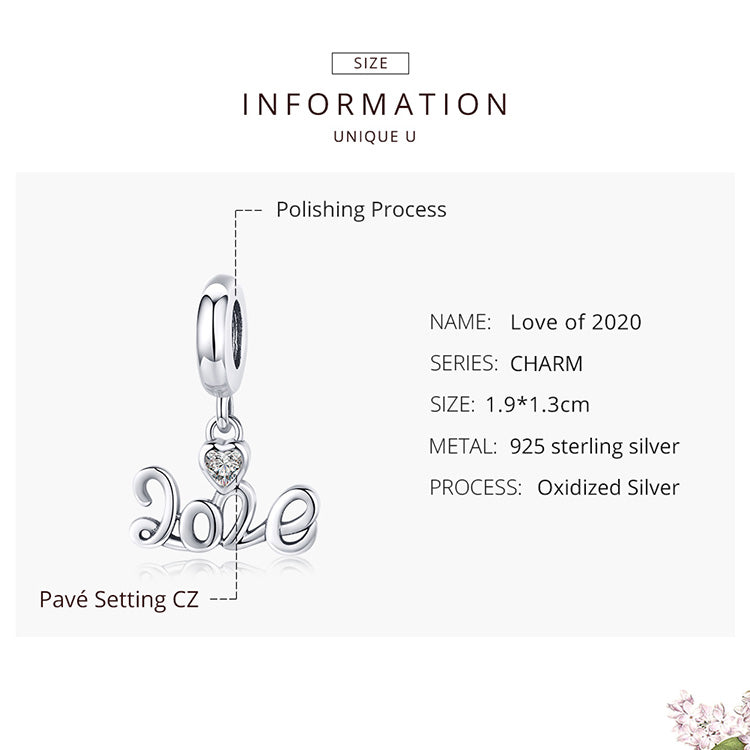 Love of 2020 925 Sterling Silver Dangle Charm