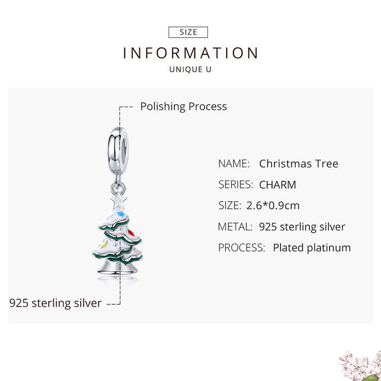 Christmas Tree 925 Sterling Silver Dangle Charm