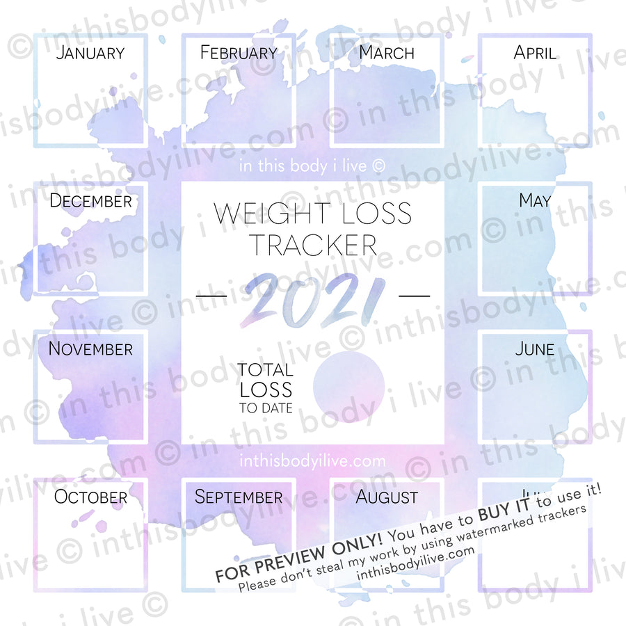 2021 Weight Loss Calendar Free Weight Loss Tracker Printable