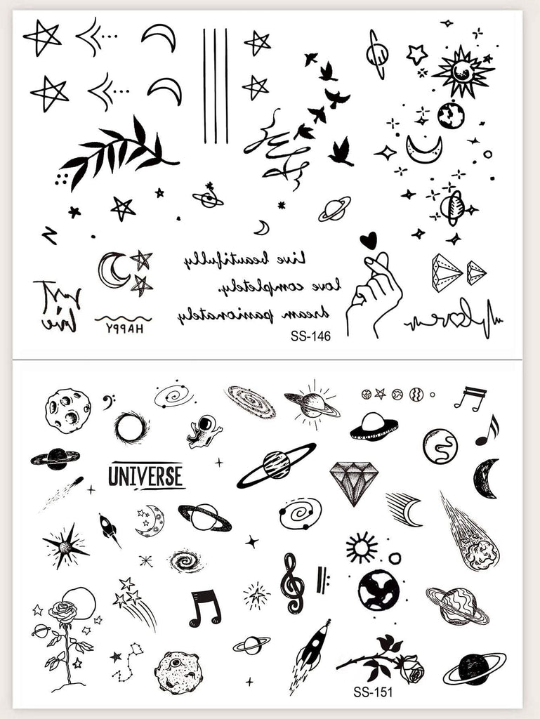 Shein- 2sheets Planet Tattoo Sticker – Bagallery