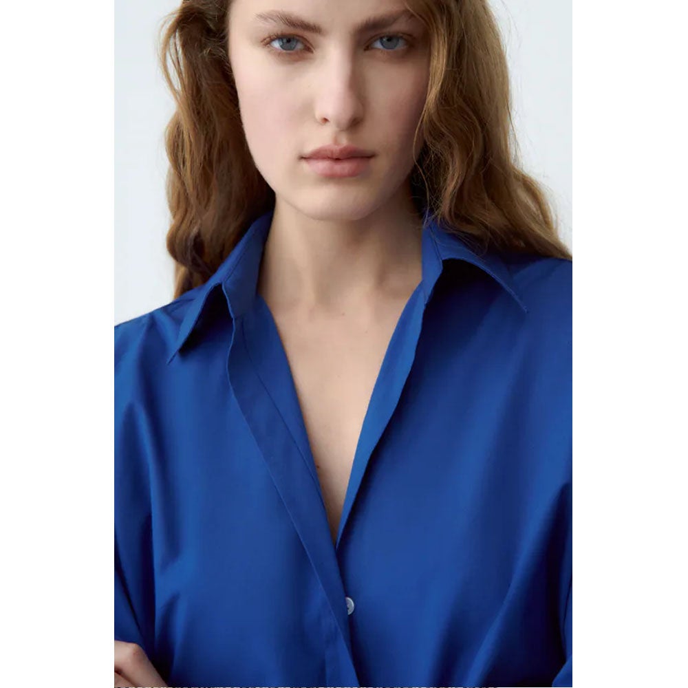 zara poplin shirt blue