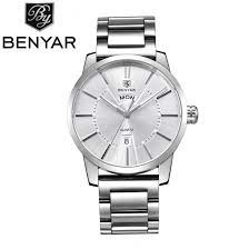 BENYAR BY 5101M Quartz Leather Watch Silver Chain