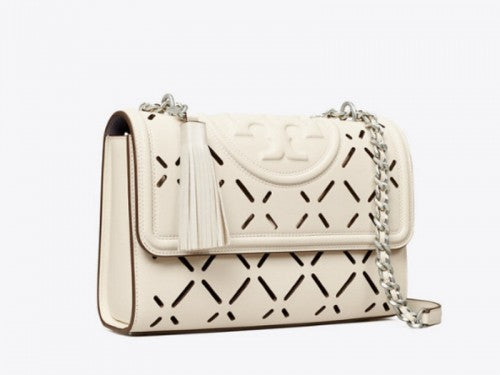 Tory Burch-Fleming Diamond Perforated Shoulder Bag New Ivory – Bagallery