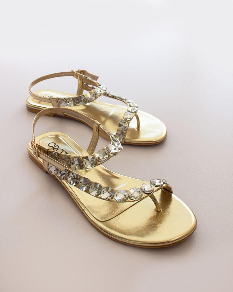 CROZA - Golden Studded Sandals – Bagallery