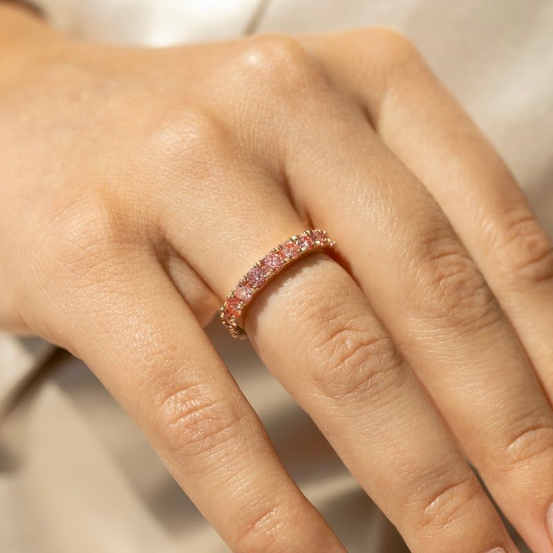 Petite Fancy Pink Diamond Eternity Band 