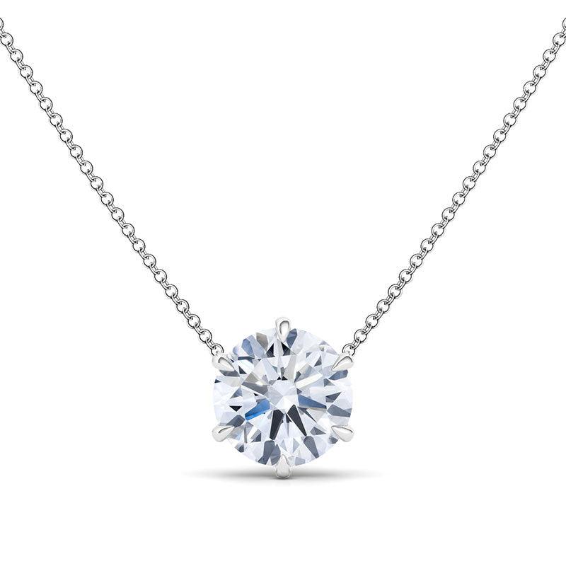 6 Prong Round Brilliant Diamond Pendant Necklace - Lab Diamonds ...