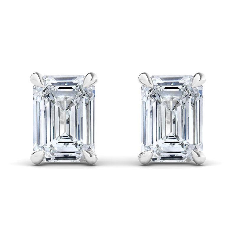 Emerald Cut Diamond Stud Earrings - HauteCarat