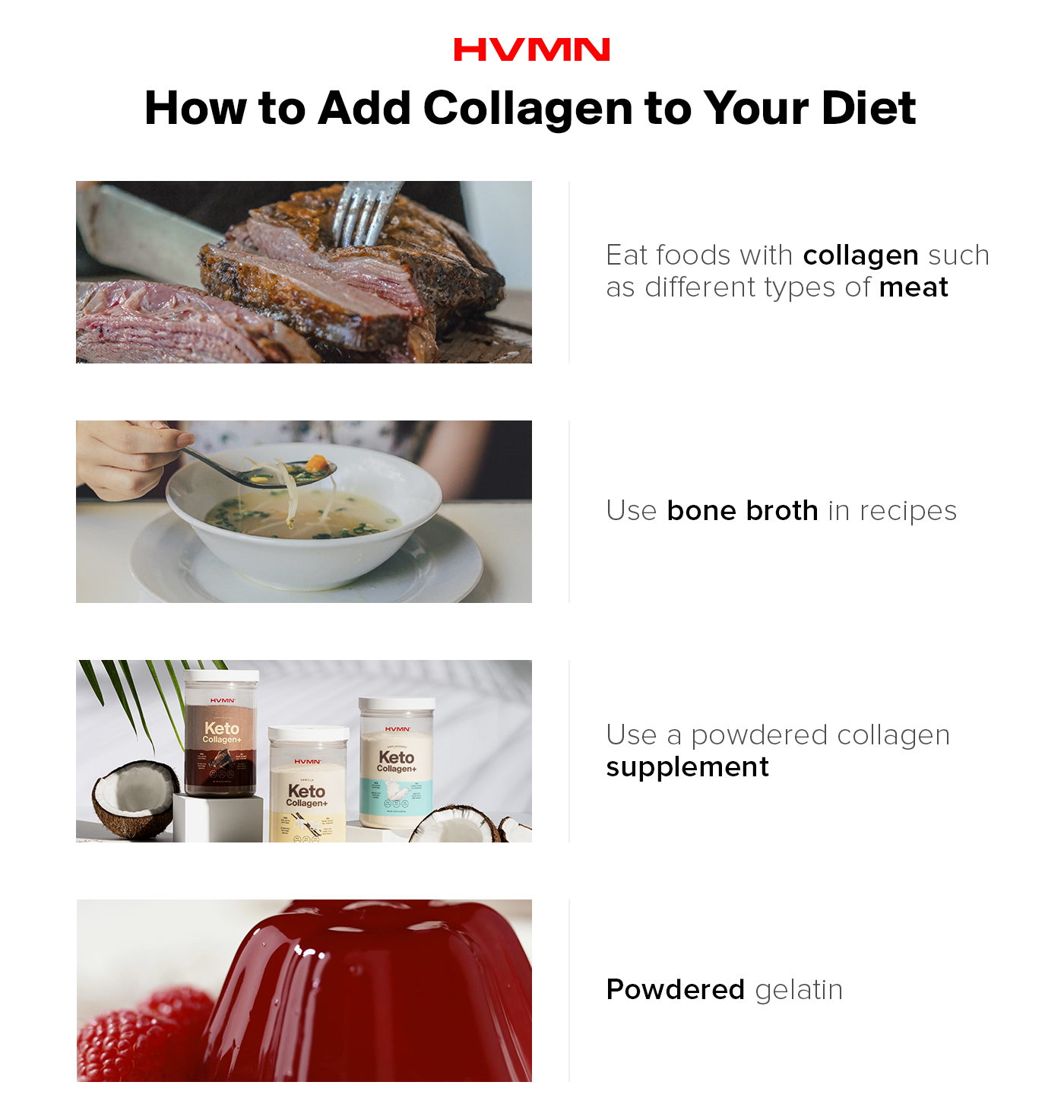 Ways to add collagen to your diet. 