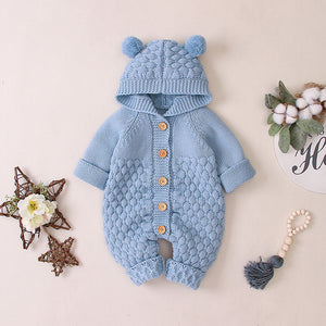 Baby Unisex Hooded Knitted Rompers Sweater Jumpsuit – Calenbo