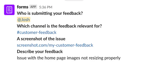 slack feedback form post back to channel example