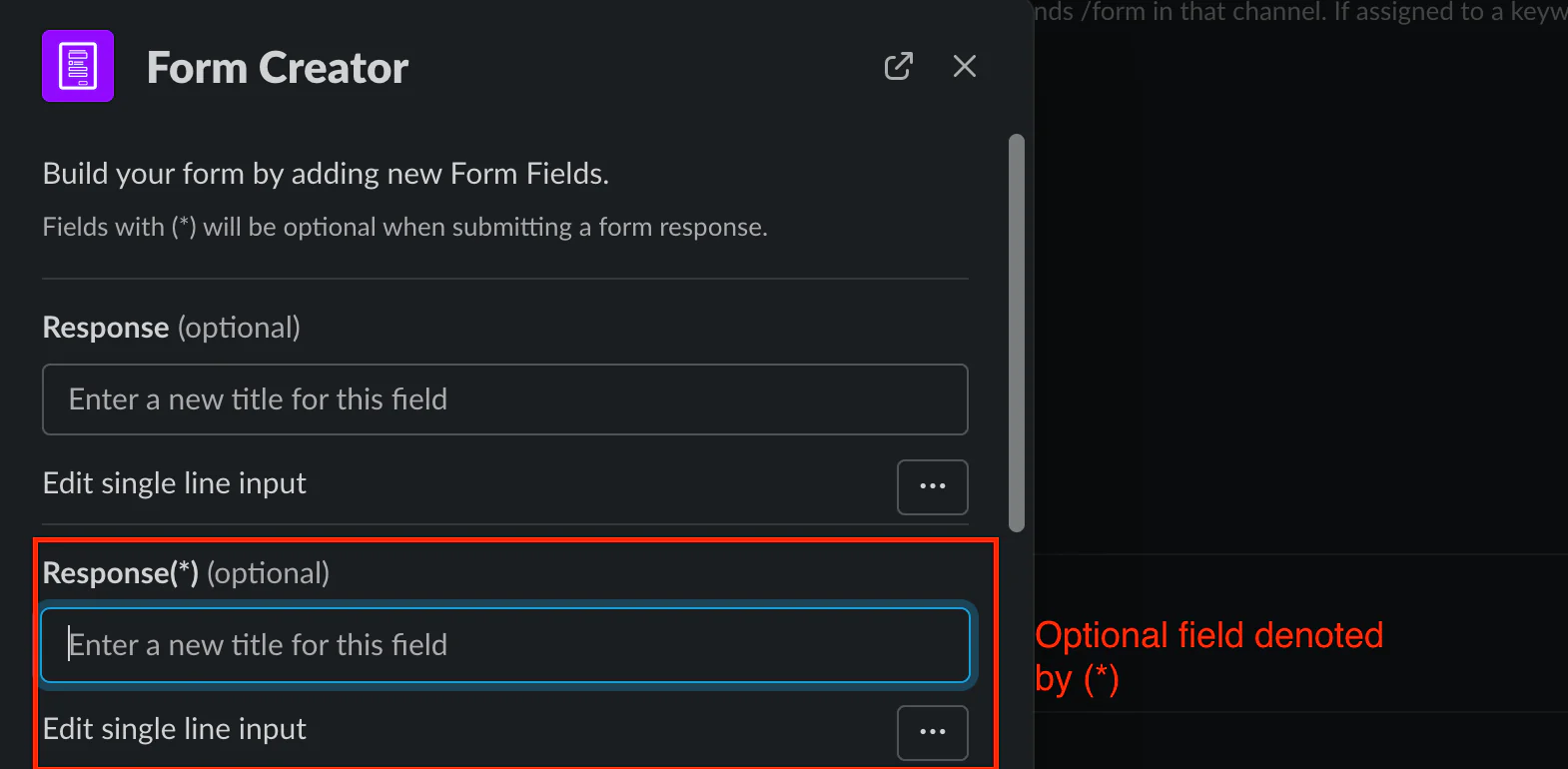 Slack Form Field - Marked as Optional