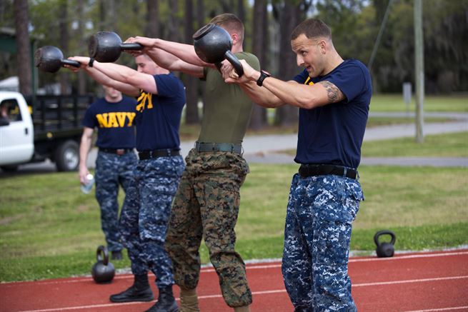 Military using Kettlebells