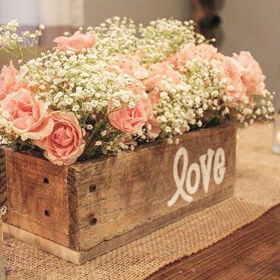 Wood Planter | 8 Decor Ideas for a Rustic Bridal Shower | My Wedding Favors
