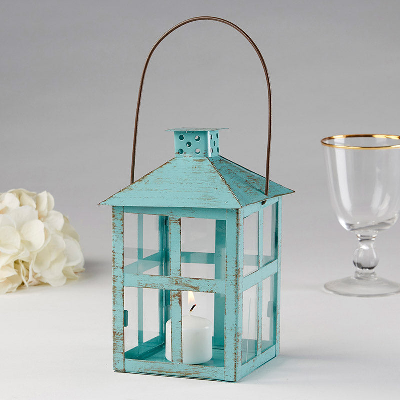 Vintage Blue Distressed Lantern | 6 Ways to Repurpose Tealight Holders | My Wedding Favors