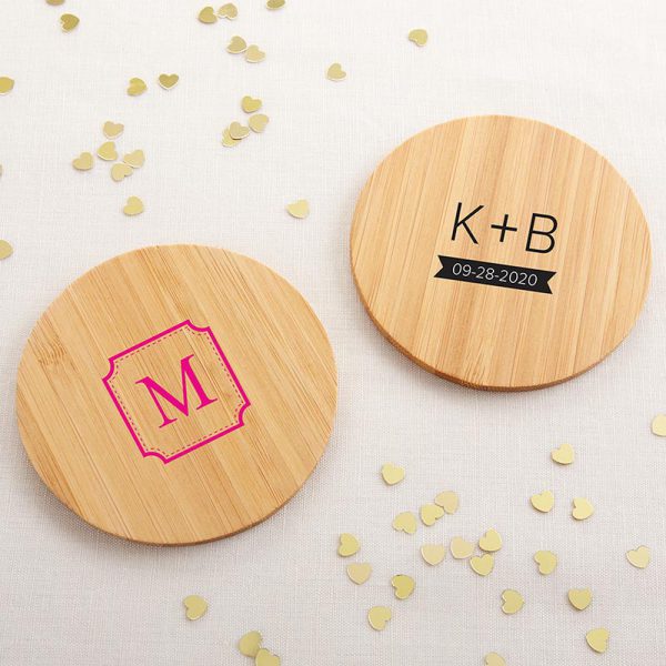 Personalized Monogram Wood Round Coaster | 5 Stylish Customizable Coasters | My Wedding Favors