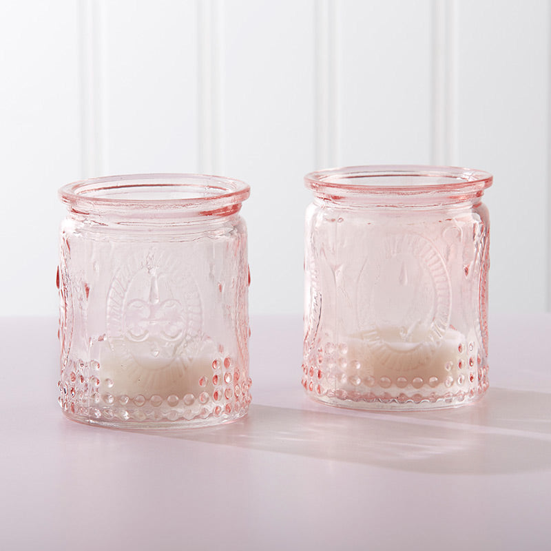 Vintage Pink Glass Tea Light Holder | 6 Ways to Repurpose Tealight Holders | My Wedding Favors