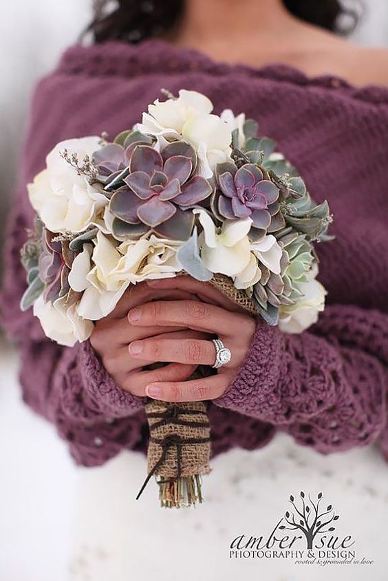 Winter Wedding Bouquets: Succulents