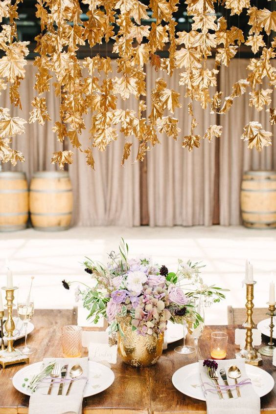 Gold Leaf Decorations | How to Incorporate Fall Leaves Into Your Wedding | My Wedding Favors