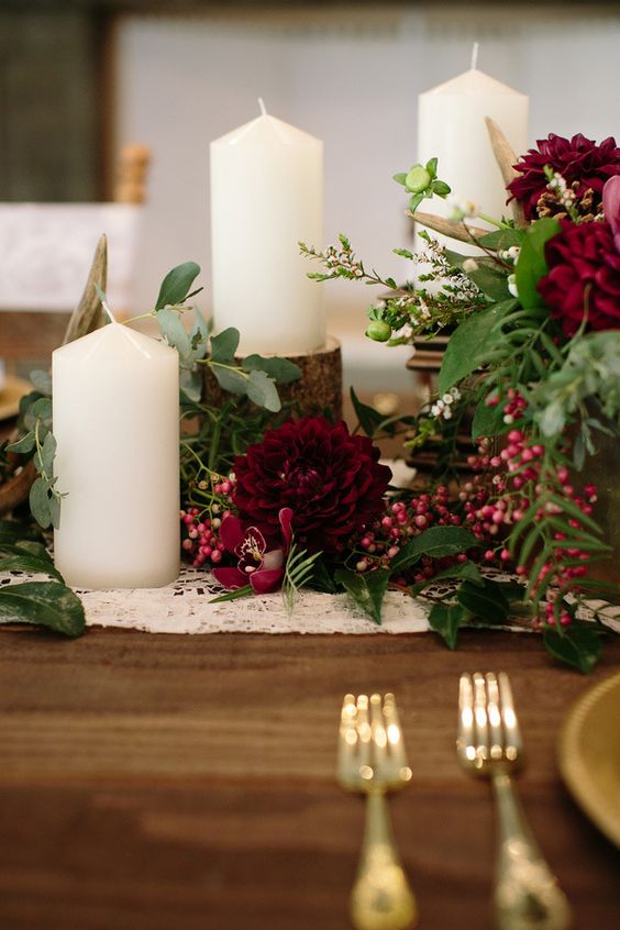 Candle and Flower Centerpiece | Hot Tips for Planning an Autumn Wedding | My Wedding Favors