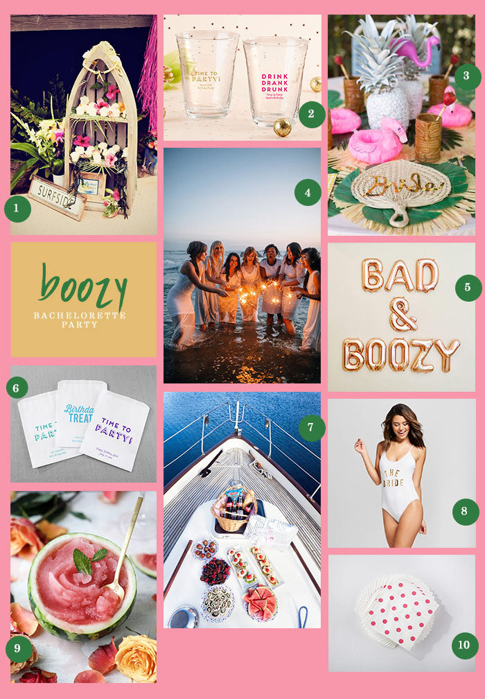 A Boozy Bachelorette Party Collage | 9 Ideas for a Boozy Bachelorette Party | My Wedding Favors