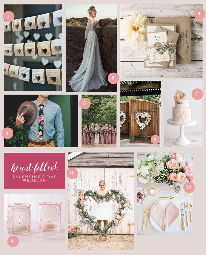 Heart Filled Valentines Day Wedding Collage | 10 Ideas for a Heart Filled Wedding | My Wedding Favors