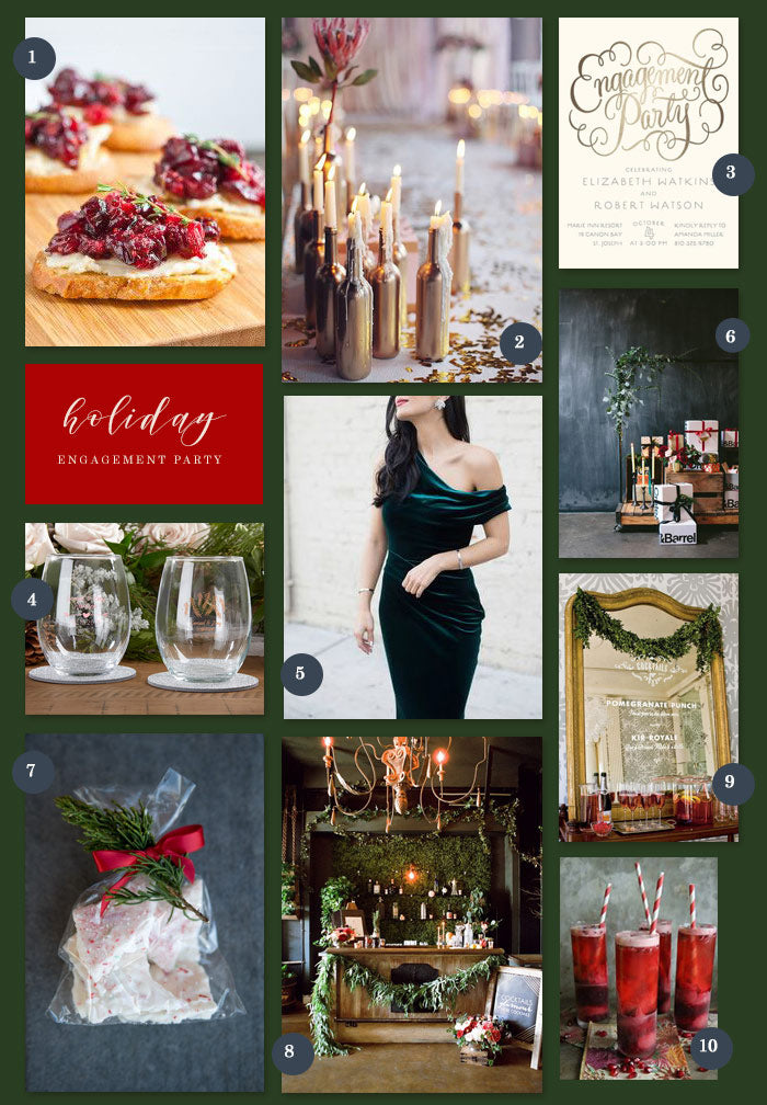 Holiday Engagement Party Collage | 10 Ideas for a Holiday Engagement Party  | My Wedding Favors
