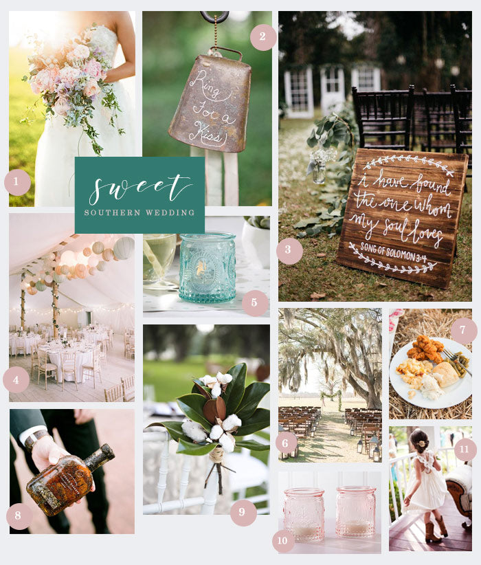 Sweet Southern Wedding Inspiration Board | 11 Ideas for a Sweet Southern Wedding | My Wedding Favors