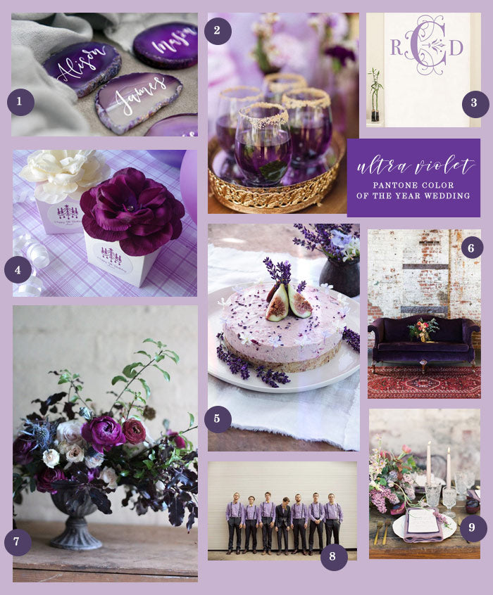 Ultra Violet Wedding Collage | Pantone's Color of the Year: An Ultra Violet Wedding | My Wedding Favors