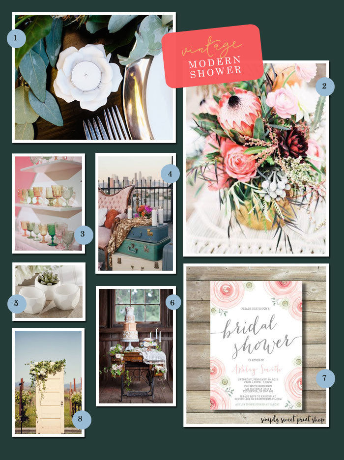 A Beautiful Vintage Modern Bridal Shower | MyWeddingFavors.com