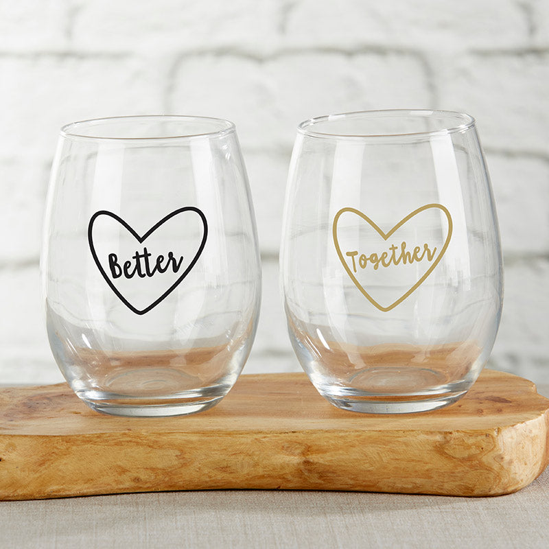 Better Together Stemless Wine Glass | 6 Glassware Gifts for the Bride and Groom | My Wedding Favors