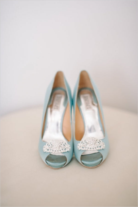 Light Blue Badgley Mischka Heels | Tracy Enoch Photography via Wedding Chicks