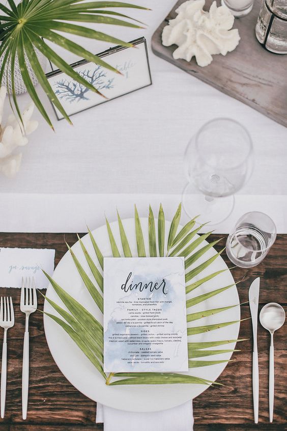 Pineapple and Palms Wedding: Palm Plates