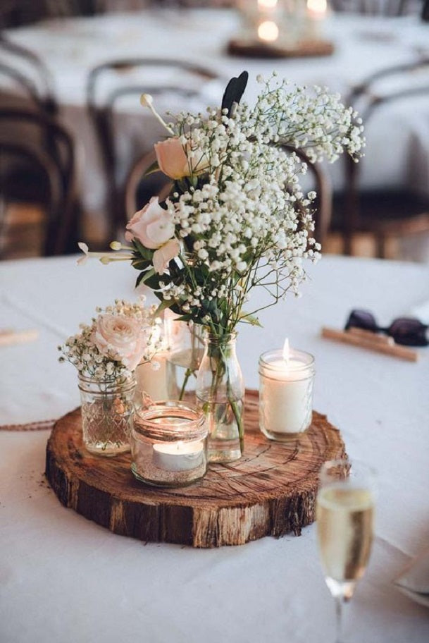 Raw Wood Centerpiece | 8 Decor Ideas for a Rustic Bridal Shower | My Wedding Favors