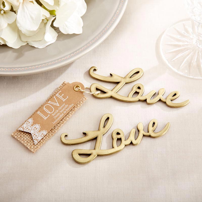 Rustic Country Wedding Favors Love Antique Gold Bottle Opener