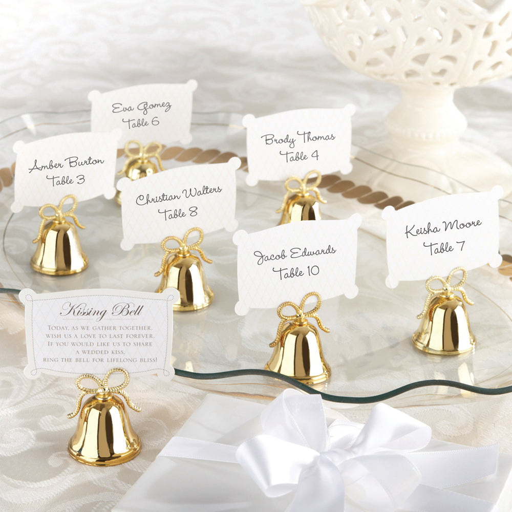 Gold Kissing Bells Place Card/Photo Holder (Set of 24)