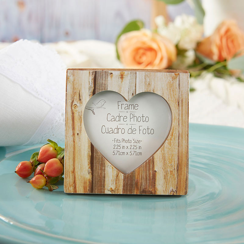 Rustic Country Wedding Favors Romance Faux-Wood Heart Place Card Holder/Photo Frame