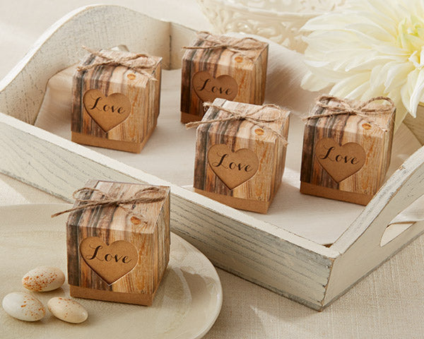 Rustic Country Wedding Favors Hearts in Love Rustic Favor Box