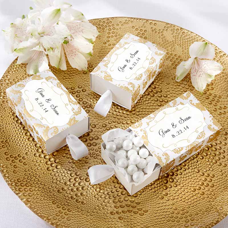 Treasures Gold Damask Favor Box (Set of 24) (Available Personalized)