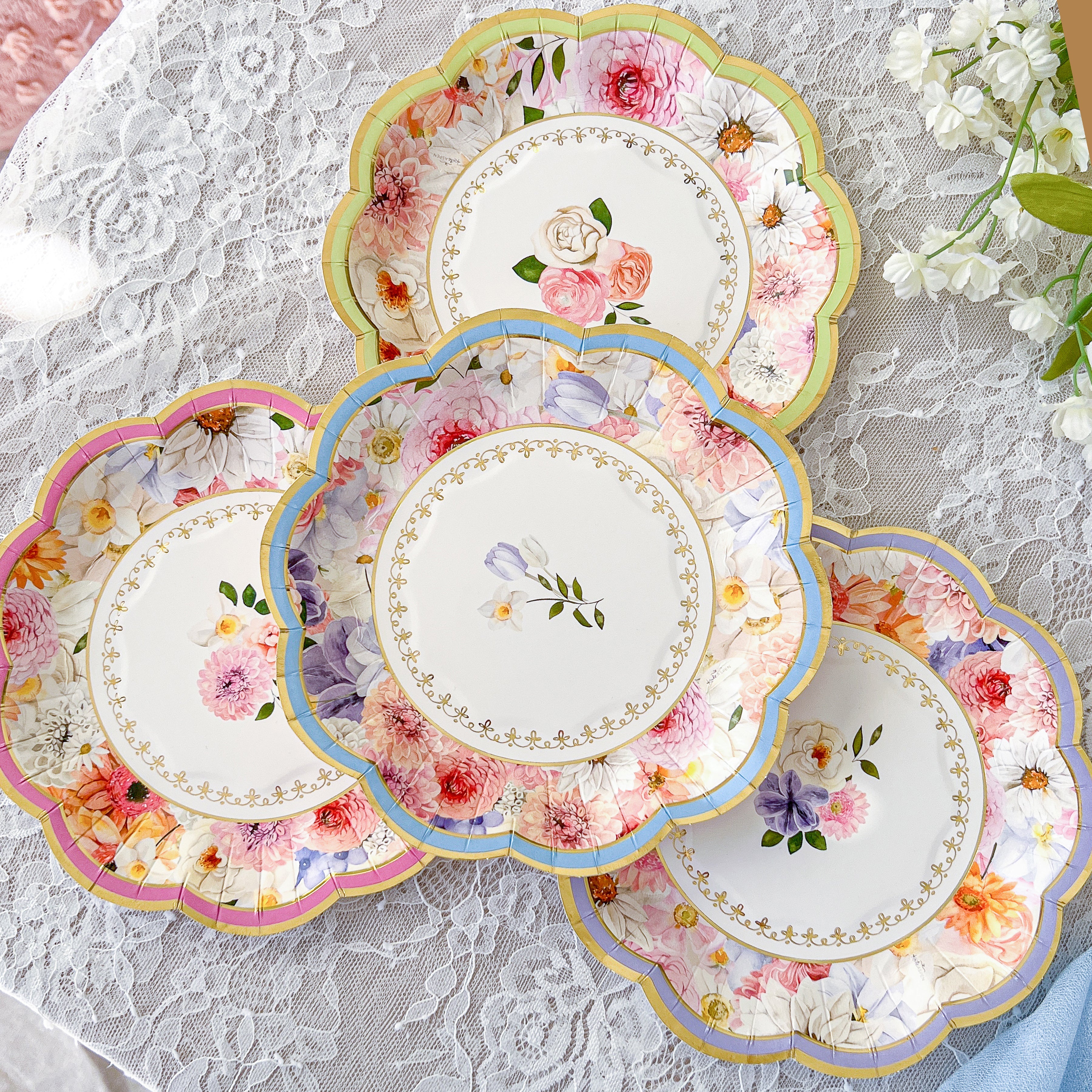 Tea Time Party 9 Premium Paper Plates - Assorted (Set of 16)