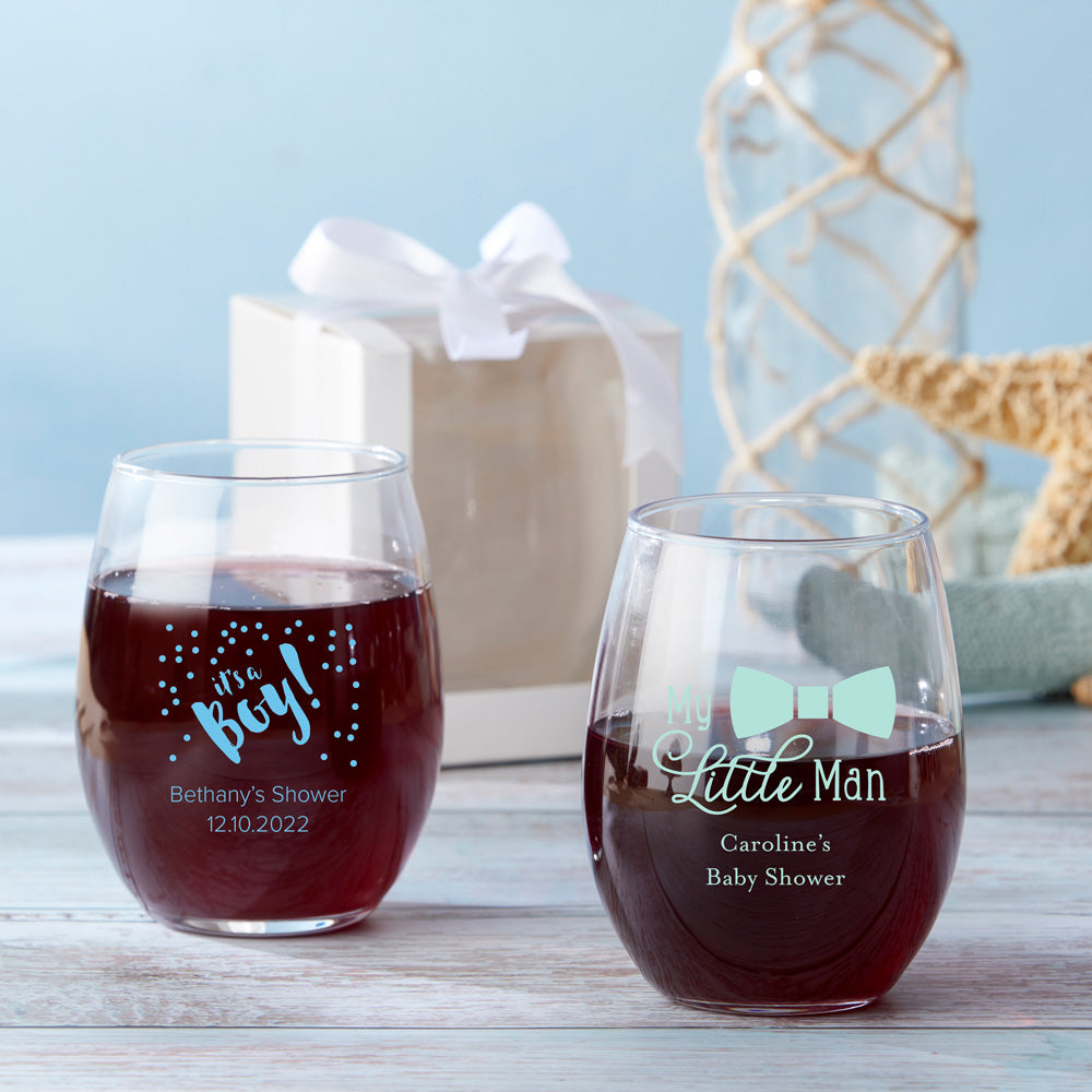 Personalized Stemless Wine Glasses 9 Oz My Wedding Favors Mwf