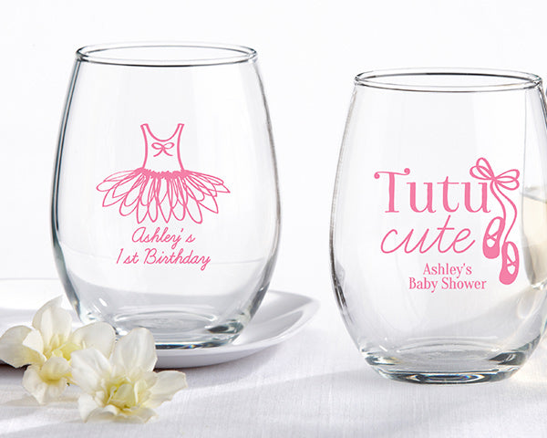 Personalized Tutu Cute 9 Oz Stemless Wine Glass My Wedding Favors