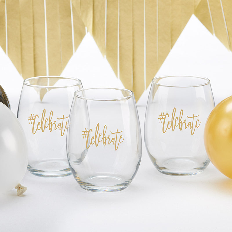 Celebrate 15 Oz Stemless Wine Glass Set Of 4 My Wedding Favors