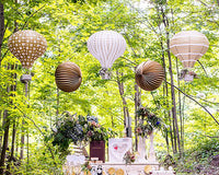Thumbnail for Hot Air Balloon Paper Lantern Set in Gold & White (3 Count)
