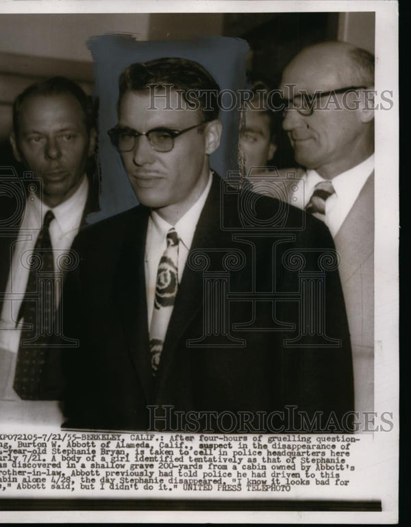 1955 Press Photo Burton W. Abbott, Suspect in Disappearance of Stephan ...
