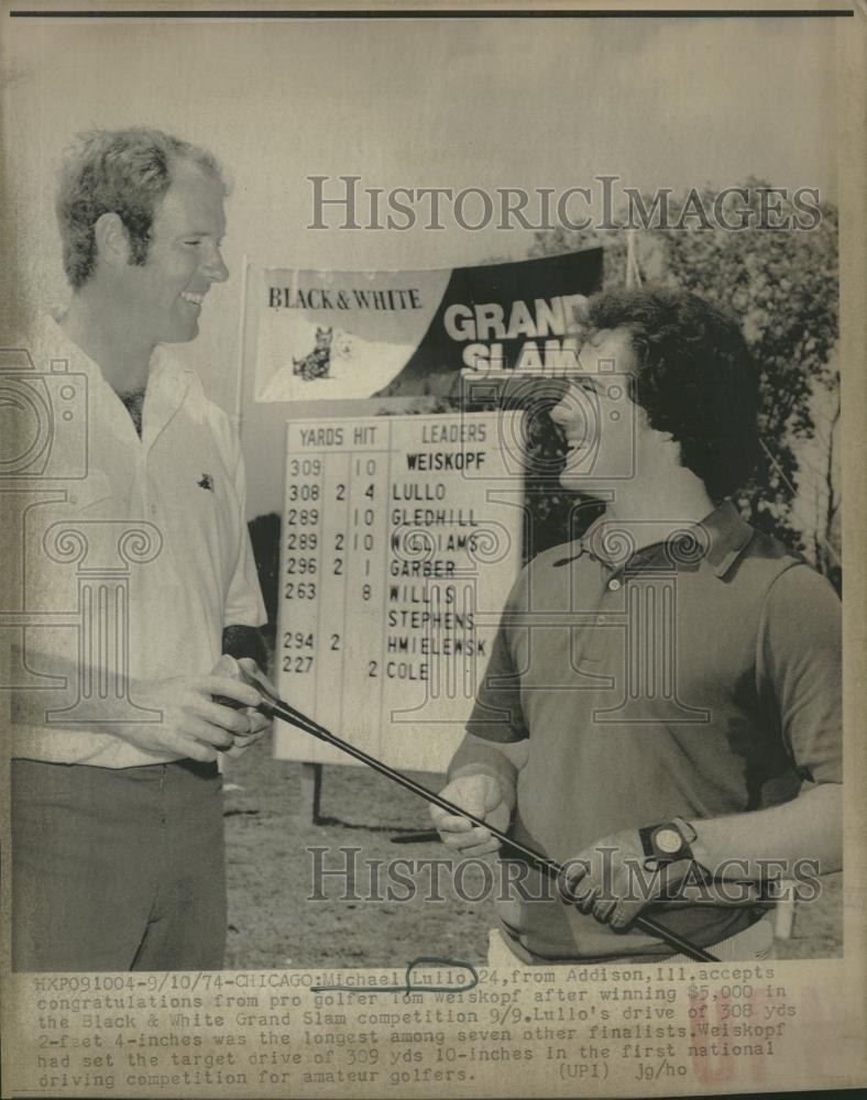 Micheal Lullo Tom Weiskopf Black White, 1974 vintage press photo