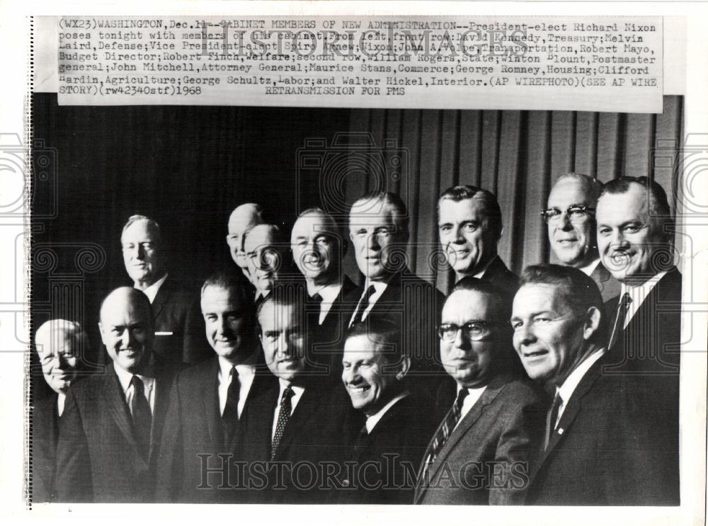 Richard Nixon Poses Members Cabinet 1968 Vintage Press Photo Print