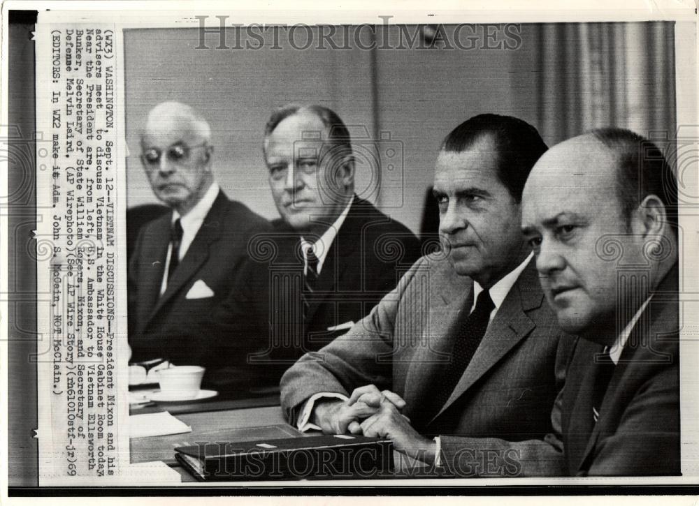 Richard Nixon Cabinet Room Laird 1969 Vintage Press Photo Print