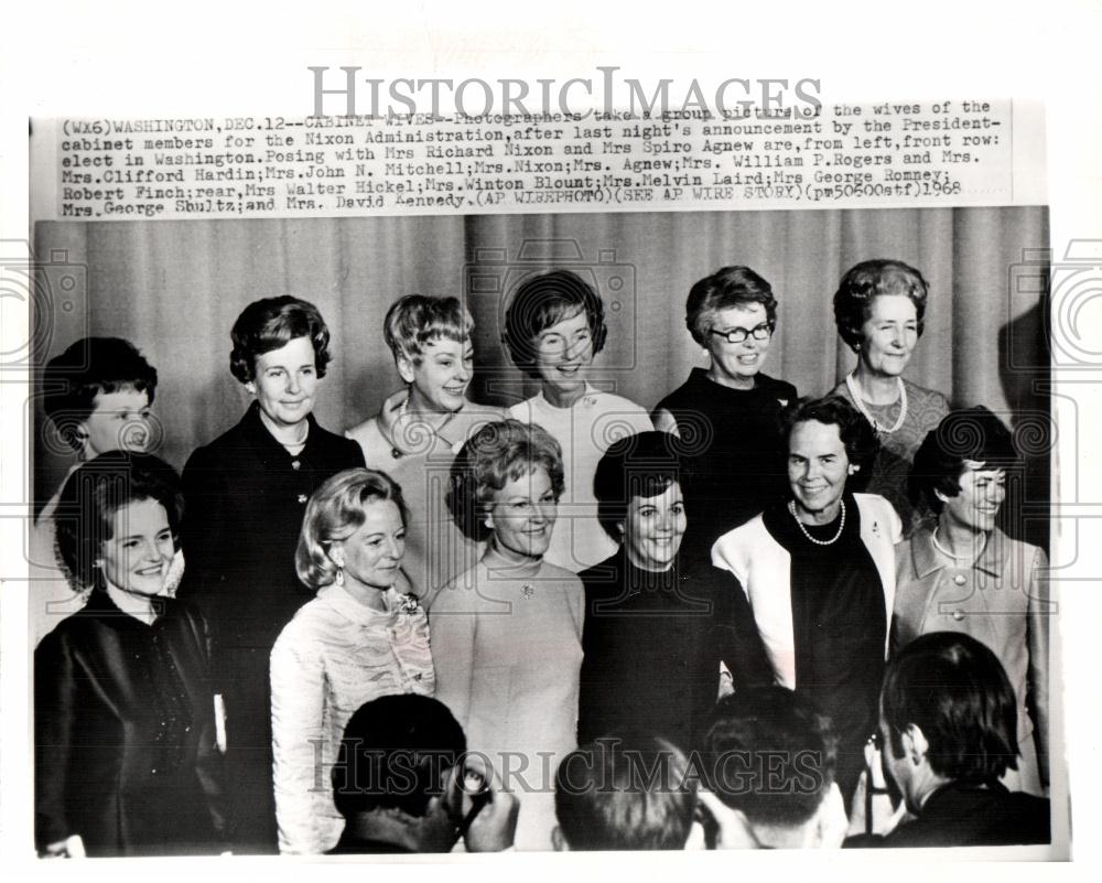 Richard Nixon Cabinet Wives Agnew 1968 Vintage Press Photo Print